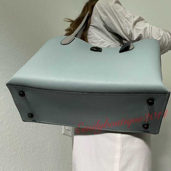 NWT Coach Retail C0692 Willow Pebble Leather Tote In Colorblock Shoulder Bag - Picture 8 of 11